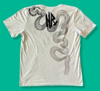 Image 2 of “PEACOCK FEATHER” CUSTOM HAND PAINTED T-SHIRT LARGE