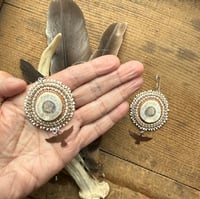 Image 2 of Antler Slice Earrings with Copper Bird