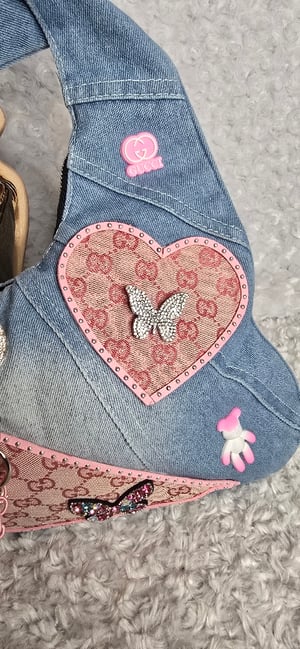 Image of Pink Gorg girl Denim shoulder bag Matching hat