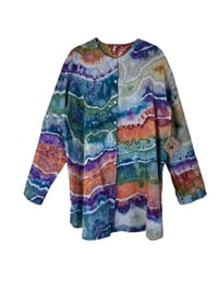 Image 5 of ♻️ UPCYCLED XL Eileen Fisher 100% Organic Linen Top in Earthy Rainbow Geode Ice Dye