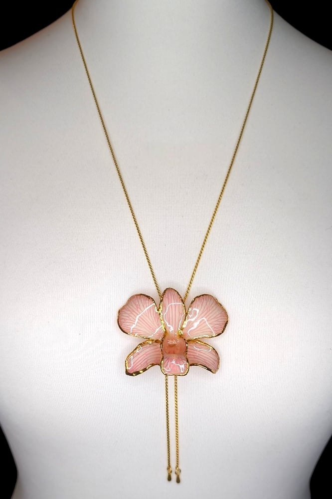Image of Gold Edged Dendrobium Slider Necklace