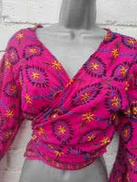Image 2 of JAMAICA Hot pink embroidered stevie top