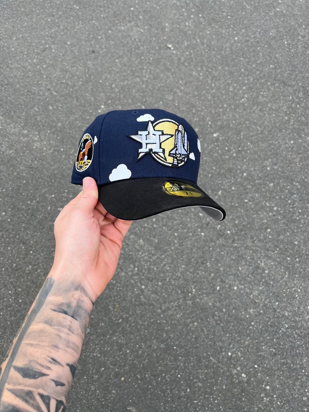 Image of  MULTI TONE NAVY  PARTLY CLOUDY HOUSTON ASTROA CUSTOM FITTED CAP