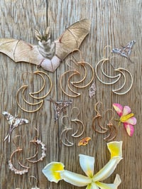 Image 7 of Large Hammered Crescent Moon Earrings