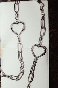 Image 2 of barbed wire hearts - silver eyeglass chain