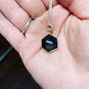 Sterling and Silver Flecked Black Pendant Necklace