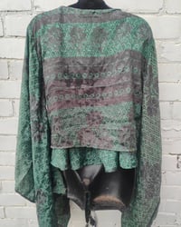 Image 5 of Kimono and cami top Set-dark green and black grey