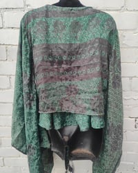 Image 16 of Kimono and cami top Set-dark green and black grey