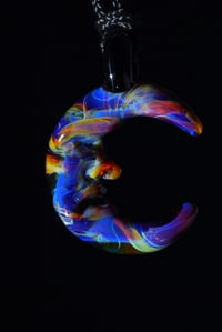 Image 2 of Amber purple mood moon pendant 🙂🙁🌙