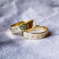Image 1 of Celestial 18ct Gold Wedding Rings Crescent Moon & Sun Rings