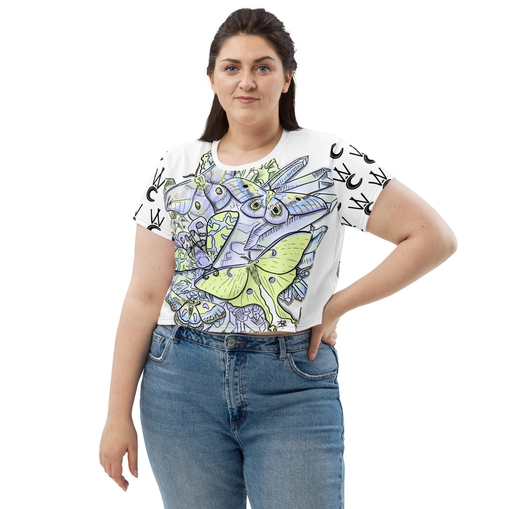 Crystal Moon Moth Print Crop Tee