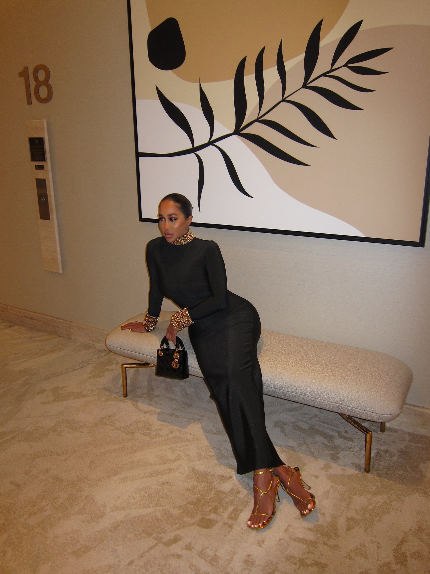 Image of BEADED BACKLESS BANDAGE DRESS (XS)