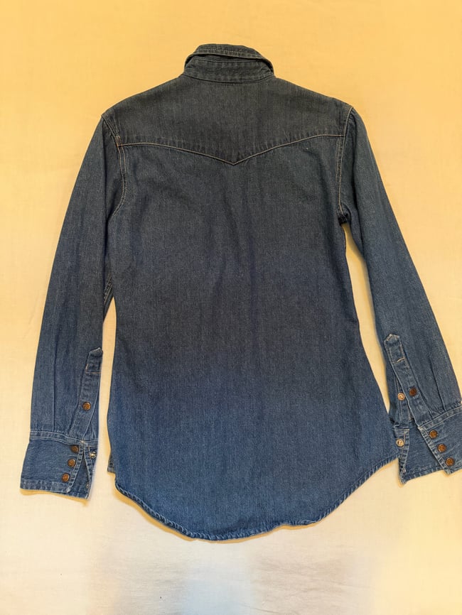 70s Calvin Klein dark denim snap shirt