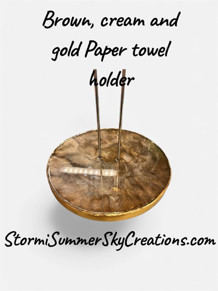 Image of Chocolate, Cream and Gold Paper Towel Holder