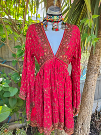 Image 1 of Sienna Glitter wrap dress - red