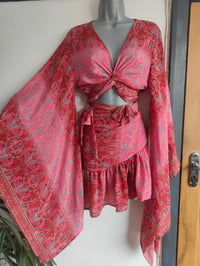 Image 1 of TULUM Tie dye co ord frill skirt set Pink and Red