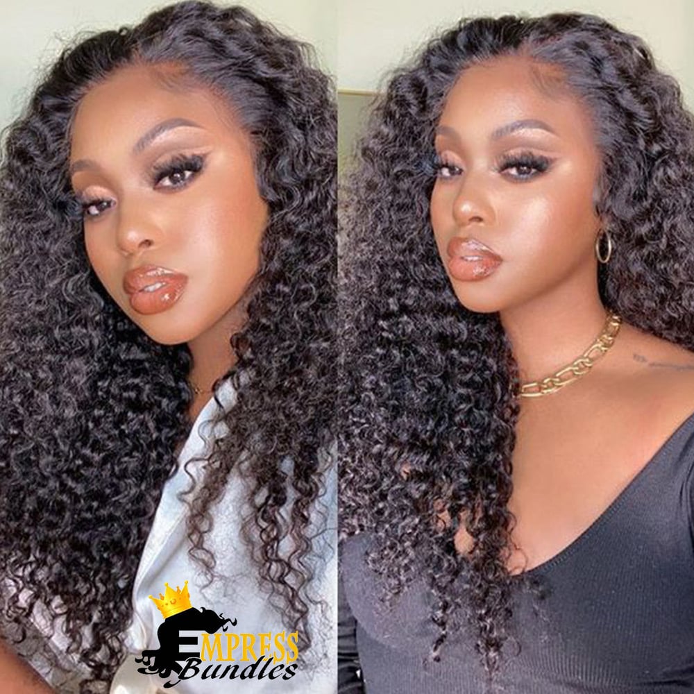 Kinky Curly Human Hair Wig with Precision Cut Bangs