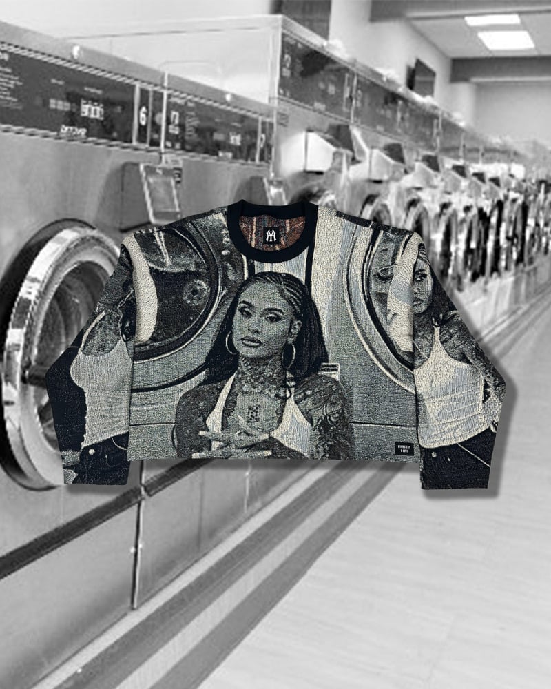 Kehlani folded tapestry sweater