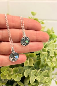 Image 1 of Sterling Silver Hammered Disc with opal details