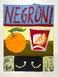 Negroni on pale yellow & olive green