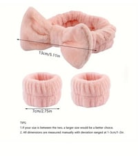 Image 4 of Plush Headband & Wristbands Set, For Washing Face Skincare Spa Wear