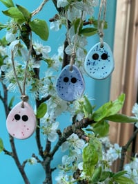 Image 8 of Ceramic Speckled hanging Mini Egg Guys (set of 3)