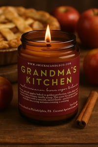 Image 2 of Grandma’s Kitchen Candle - 5oz Amber Jar & Wood Wick