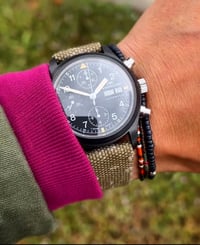 Image 2 of Military Green Canvas Hand Rolled Watch Strap - Custom Distress Treatment