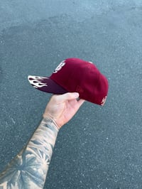 Image 4 of TAN BRIM TRI TONE MAROON TAMPA BAY DEVIL RAYS CUSTOM FITTED CAP