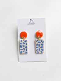 Paire de boucles d'oreilles céramique TOTEM RECTANGULA PM orangé 