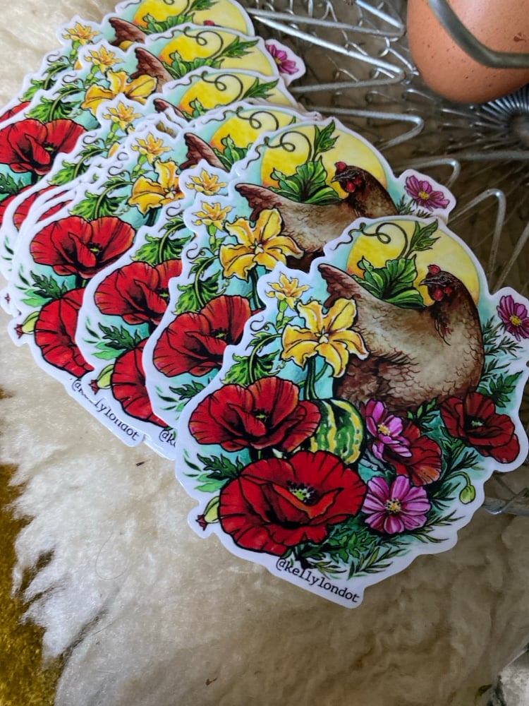 Image of Hens and Poppies