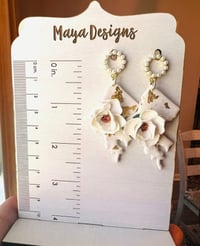 Image 2 of Louisiana Magnolia Dangles - Handmade Polymer Clay Earrings - Southern Magnolia 