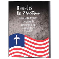Image 1 of Blessed Is the Nation TD Wall Plaque Flag Elegant Religious Decorative Item