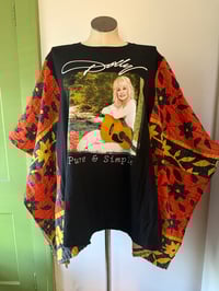 Image 2 of Upcycled “Dolly/Pure & Simple Tour” t-shirt kantha quilt poncho
