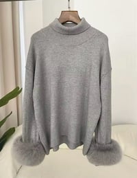 Image 4 of Roll Neck Fox Cuff Jumper
