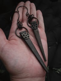 Image 4 of Pentagram coffin nail earrings