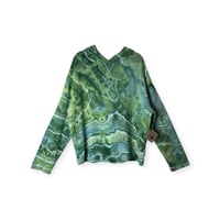 Image 1 of S Ladies French Terry Bamboo Blend Hoodie in Verdant Geode Ice Dye