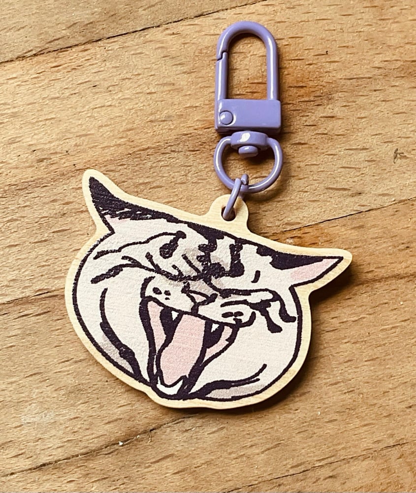 Wooden keychain cat
