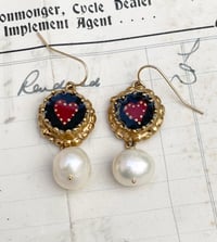 Image 1 of Pearl Drop Heart Earrings RESERVED 