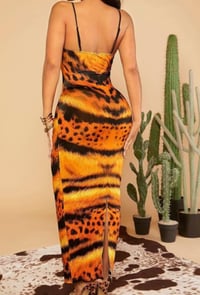 Image 2 of  Leopard Skin Print Split Thigh Cami Dress