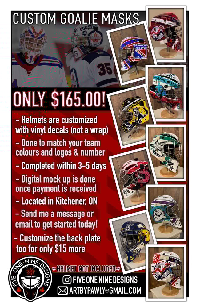 Custom Goalie Mask Decals 