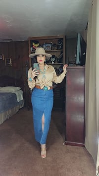 Image 1 of Long Denim Skirt 