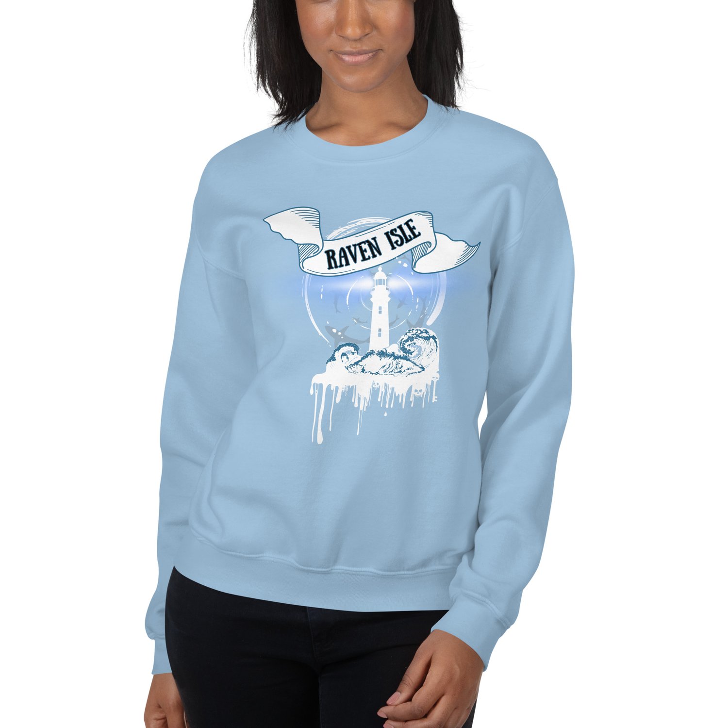 Image of Officially licensed does it hurt Raven Isle white Unisex Sweatshirt