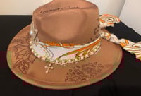Image 2 of “He Loved Me First” Narrow Brim Hand-burned Panama hat