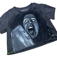 Image 4 of “EXORCIST” Custom Hand Painted  Crop Top SMALL