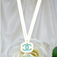 Image 1 of Teal Coco Chanel Logo Necklace