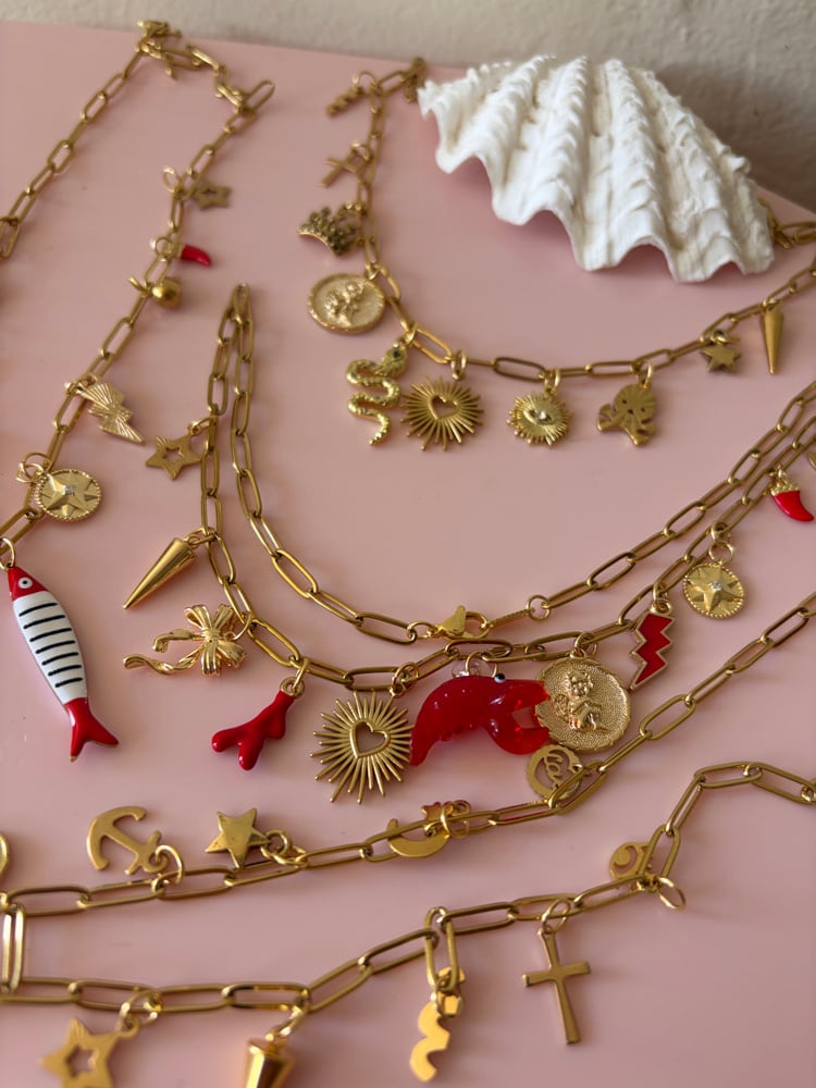 Image of Gold Paperclip Charm Necklaces