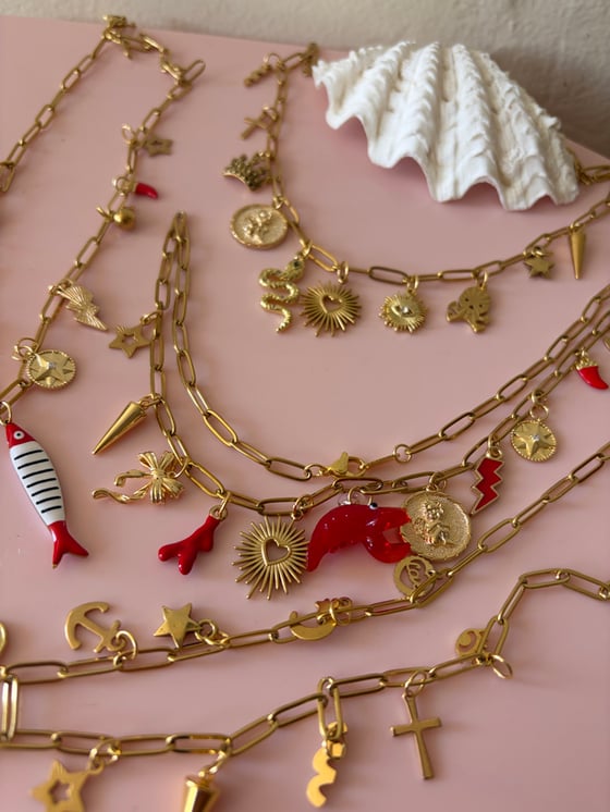 Image of Gold Paperclip Charm Necklaces