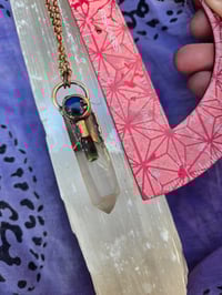 Image 3 of Electroformed Lemurian Quartz, Tourmaline, and Labradorite necklace 02