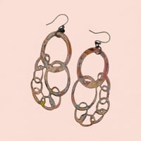 Copper Red, Pink, Grey  Enamel Quay Chain Earrings